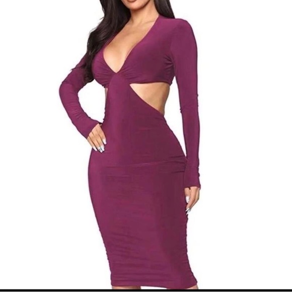 purple bodycon cut out dress - Picture 3 of 5